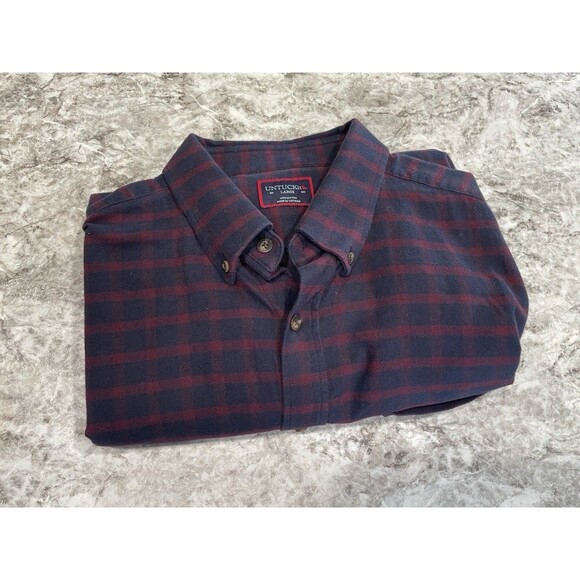 UNTUCKit Button-Down Shirt Mens Large Blue & Red Plaid Long Sleeve Cotton - Picture 1 of 9